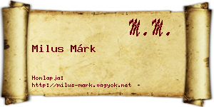 Milus Márk névjegykártya